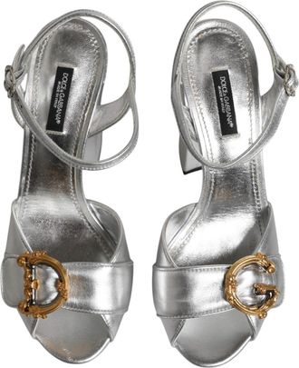 Dolce & Gabbana Logo-Detailed Platform Platform Sandal - Silver