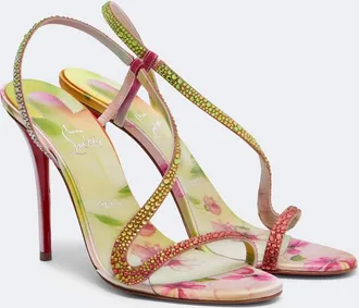 Christian Louboutin Rosalie embellished satin slingback sandals