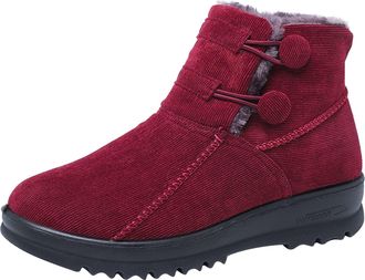Generic Womens Winter Snow Boots: Waterproof Anti-Slip Ankle Booties Fleece Lined Warm Shoes Lightweight Outdoor Round Toe Walking Boots Comfortable Thick Bot