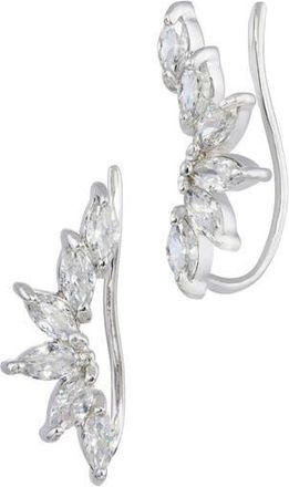 Savvy Cie Jewels Flared Pear Cubic Zirconia Ear Climbers in White at Nordstrom Rack