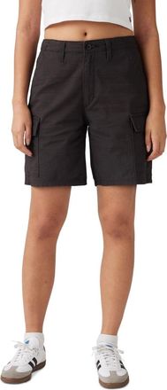 Levi's Cargo Shorts Womens Black Cotton Flat Front Mid Rise Baggy Fit PALL295