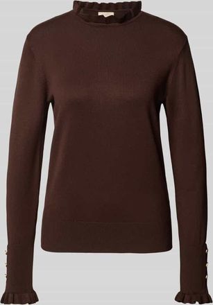 Freequent Regular Fit Longsleeve aus Viskose-Mix Modell Katie in Dunkelbraun, Gr&ouml;&szlig;e S