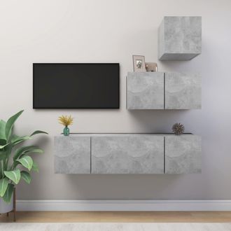vidaXL Set De Muebles De Sal&oacute;n 4 Pzas Madera Ingenier&iacute;a Gris Hormig&oacute;n Vidaxl