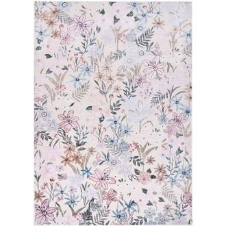 Beliani Area Rug Multicolour Fabric 140 x 200 cm Detailed Flower Pattern Living Room Bedroom For Underfloor Heating Anti-Slip Bottom TILLO