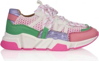 DWRS Leren sneakers met kanten inzet - Dames - Sneakers - Wit - 37 EU - Leer - Schoenen