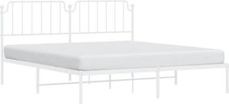 vidaXL Vidaxl - Metal Bed Frame without Mattress with Headboard White 183x213cm