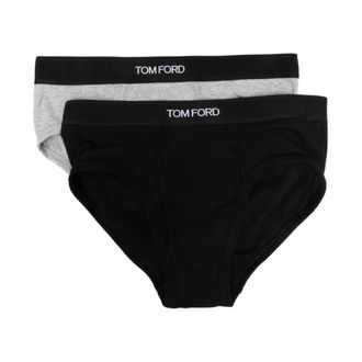 Tom Ford Ondergoed, Heren, Zwart, L, Katoen, Set van twee slips