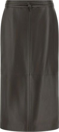 Alberta Ferretti Rokken, Dames, Bruin, XS, Leer, Leren Midi Rok