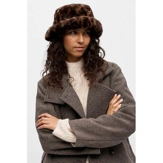 Object bucket hat OBJKLARA met panterprint donkerbruin