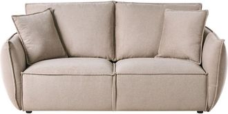 Beliani Sof&aacute; 3 Plazas De Tela Asiento Bajo Profundo Ancho Respaldo Acolchado Acogedor Moderno Gris Pardo Kunes