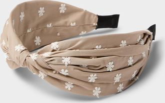 Simons Womens Embroidered flower knotted wide headband