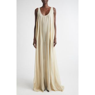 Rick Owens Temple Abito Silk Georgette Tank Gown in Sand at Nordstrom, Size 10 Us