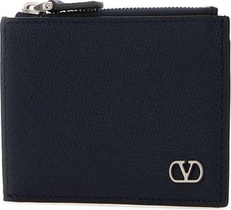 Valentino Garavani Mens Calf Leather Coin Purse Navy