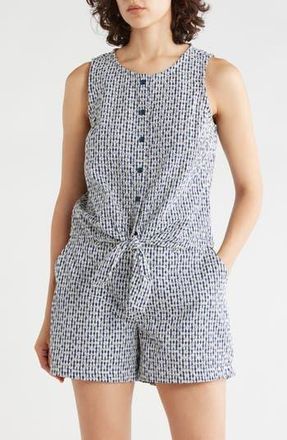 Sanctuary Socialize Eyelet Tie Hem Tank in Navy Blue Check Eyelet at Nordstrom Rack, Size X-Small