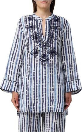 Maliparmi Maliparmi, Overhemden, Dames, Veelkleurig, S, Linnen, Linnen Tuniek Geborduurd Detail