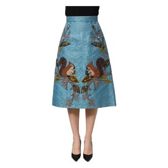 Dolce & Gabbana High Waist A-line Midi Skirt - female - Dolce & Gabbana - Midi Skirts - Blue - XS - Skirts