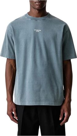 Dr&ocirc;le de Monsieur Klassiek Slogan T-shirt - Heren - Tops - Blauw - Maat: L Katoen