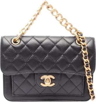 Chanel Pre-owned Matelasse Small Flap 2way Lambskin Shoulder Bag - Dames - Vintage Schoudertas - Zwart - ONE Size - Leer - Vintage