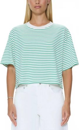 Pistola Denim Mae Cropped Tee In Vert Stripe
