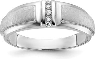 Diamond2Deal 14k White Gold Lab Grown Diamond 3-Stone Band Ring 0.05Ct Clarity- VS Color- G-H