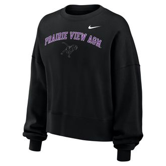 Nike Womens College (Prairie View A&M University) Phoenix Fleece Crewneck Sweatshirt in Black | W33302PVUN26-BLK