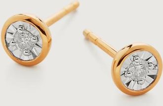 Monica Vinader Gold Diamond Essential Stud Earrings Diamond