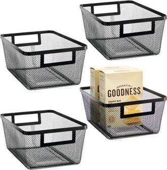 mDesign Metal Mesh Pantry Basket with Handles - Set of 4 - Matte Black at Nordstrom