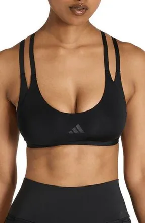 adidas Double Strap Low Impact Sports Bra in Black at Nordstrom Rack, Size Medium A/c