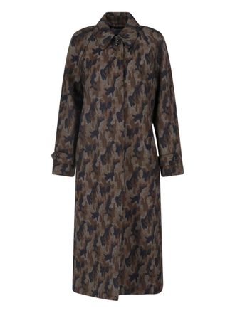 Lardini Multicolor Wool Camouflage Belted Coat