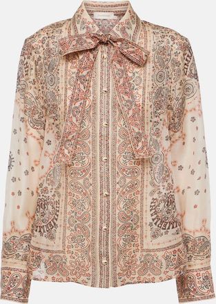 Zimmermann Matchmaker printed linen and silk blouse