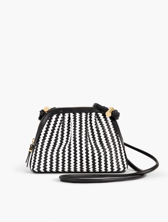 Talbots Gathered Nappa Crossbody Bag - Black/White - 001 Talbots