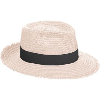 Eric Javits Look Again Packable Fedora in Cream/black at Nordstrom Rack