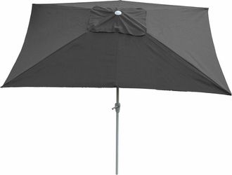 Hhg Nunca Usado] Sombrilla N23, Sombrilla De Jard&iacute;n, 2x3m Rectangular Inclinable, Poli&eacute;ster/aluminio 4,5kg Protecci&oacute;n Uv 50+, Antracita