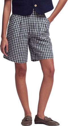 Boden Kensington Gingham Linen Shorts in Navy Ivory Gingham at Nordstrom, Size 12