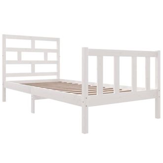 Berkfield Home Beautiful Bed Frame White Solid Wood Pine 90x190 cm Single