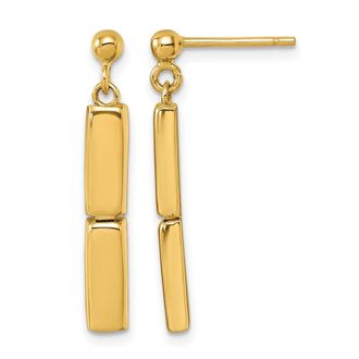 Diamond2Deal 14K Yellow Gold Fancy Two Bar Drop Dangle Earrings