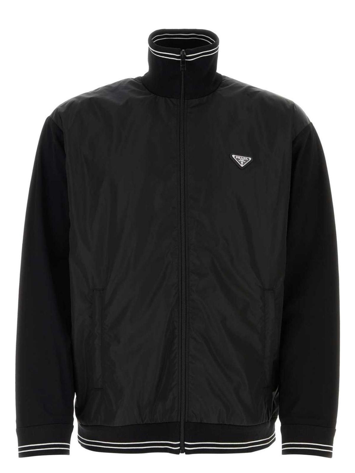 ブルゾン PRADA Black cotton and nylon jacket (UJL42BSOOO1YR5 F0806) jacket and cotton (UJL42BSOOO1YR5 F0806) PRADA ブルゾン nylon Black