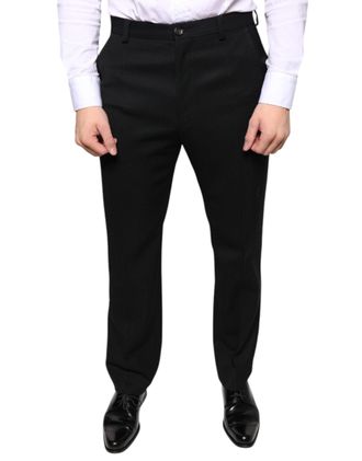 Dolce & Gabbana Black Wool Skinny Men Dress Pants Elastane