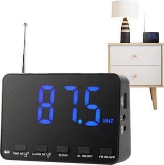 No Brand Radio Despertador Para Dormitorio - Radio Fm - Uso Diario - Sincronizaci&oacute;n Autom&aacute;tica De La Hora - 97 W/cm - Negro