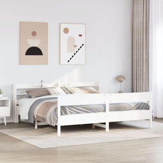 vidaXL Cama Sin Colch&oacute;n Madera Maciza De Pino Blanca 180x200 Cm Vidaxl