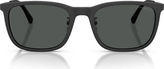 Emporio Armani 56mm Square Sunglasses in Matte Black /Dark Grey at Nordstrom