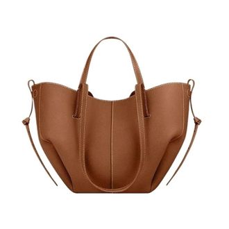 Generic Womens Large Capacity Leather Hand-held Wing Bag, Pleated Underarm Tote, Casual And Shoulder(Camel)