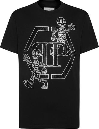 Philipp Plein T-Shirt Ronde Hals Skeleton - Heren - T-shirts - Zwart - 4XL - Katoen - Tops