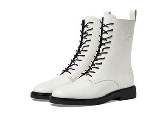Tory Burch Double T Combat Boot Womens Boots Blanc : 9.5 M, Leather