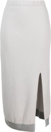 Lorena Antoniazzi contrasting-border knitted skirt - women - Cashmere/Silk/Virgin Wool/Polyester - 42 - Grey