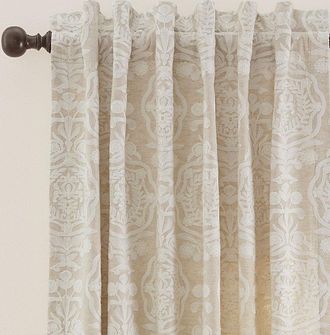Ballard Designs Elsbeth Crewel Embroidered Drapery Panel - Natural - 50W x 120L - Ballard Designs