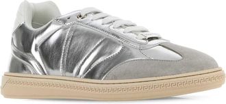 Versace Mens Silver Leather Free Sneakers Lightpearlgreysilverwhitepalladium