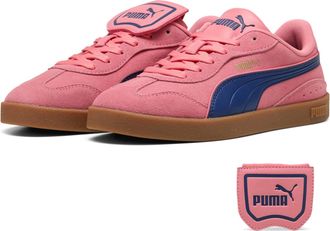 Puma Sneaker PUMA CLUB AZURA SD, Damen, Gr. 37,5, wild pink, blau jewel, Leder, unifarben, Schuhe Sneaker, aus Leder, mit Textil-Innenmaterial, mit Schn&uuml;ru