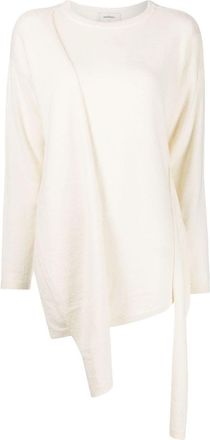Onefifteen asymmetric-hem knitted top - women - Wool/Nylon - XS/S - White