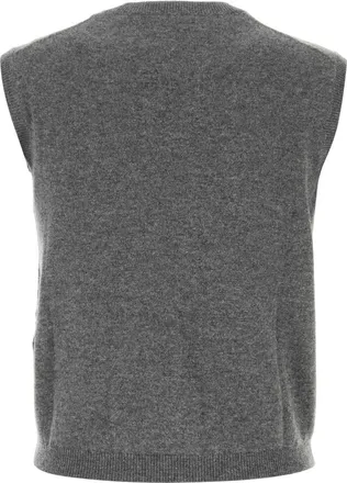 Ferragamo Womens Grey Stretch Cashmere Blend Vest Grigiomelange Ws-Pa-Ea Maglieria Sweater